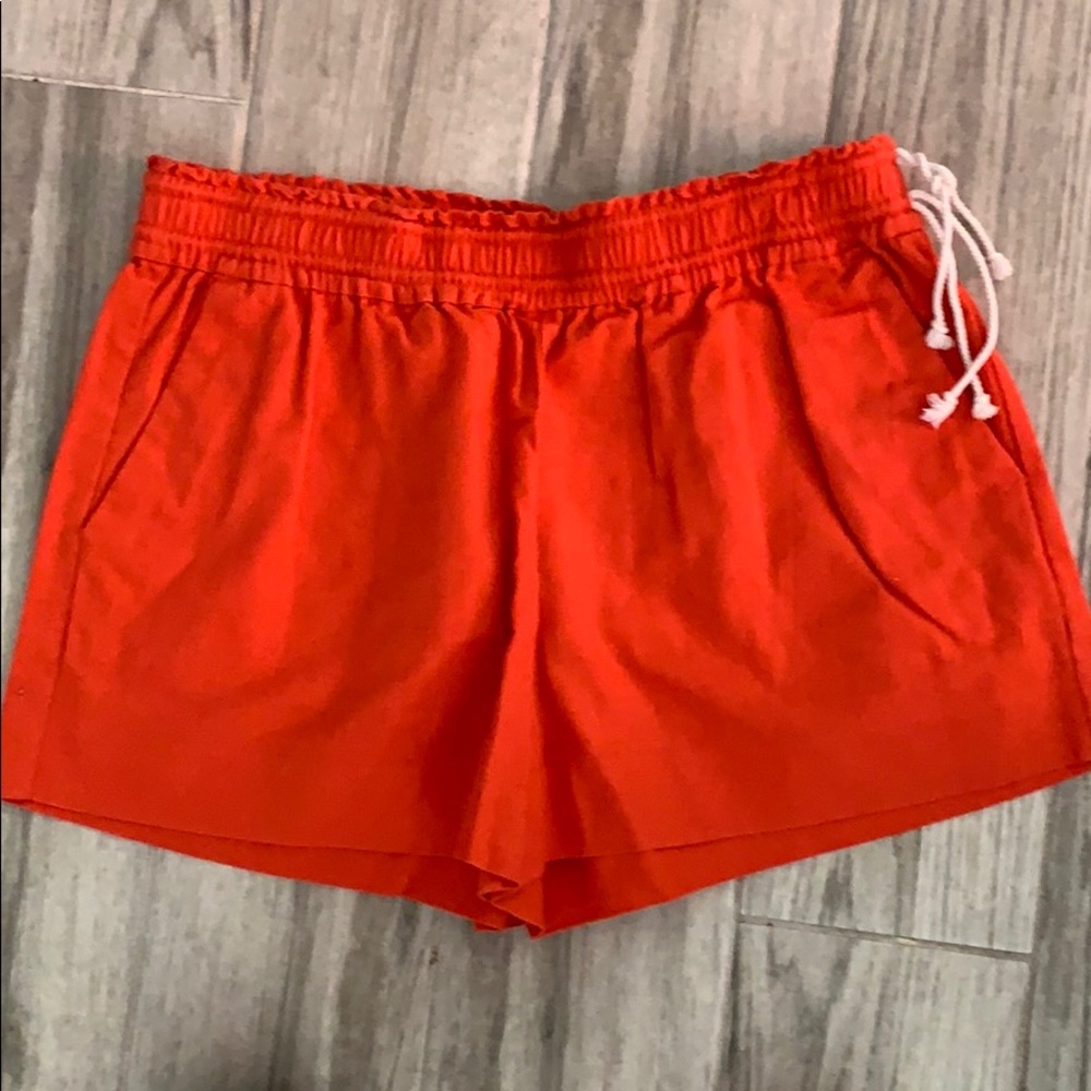 JCrew orange linen shorts -size M - like new